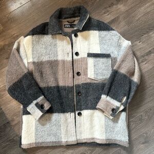 Zara Wool Plaid Shacket